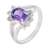 Pauline Purple Gemstone Halo Ring with Silver Band